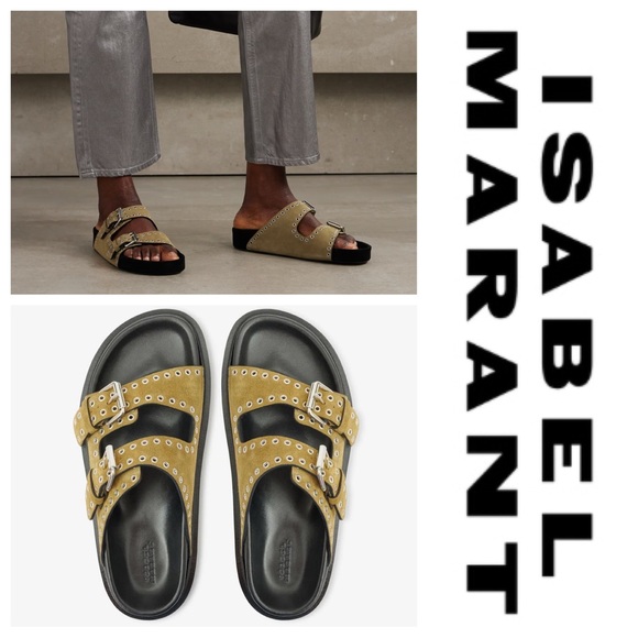 New Isabel Marant Lennya Calf Suede Leather Platform Sandals in Khaki - Picture 1 of 15